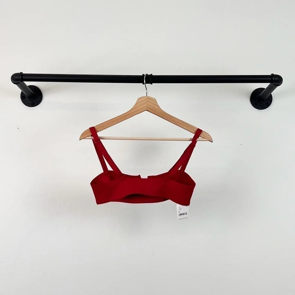 NWT Free People Lily Notched Neck Scuba Bralette in Red